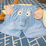 Taooba-Lounge Pyjama Shorts 3D Ears Trunk Cartoon Lovely Elephant Loose Casual Plush Sleepwear Summer Couple Sleep Buttom Home Wear