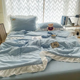 Ins Princess Style Pure Water Washed Cotton Summer Quilt Sheet Two Person Summer Cool Quilt Set Of Four Pieces Quilt Air