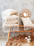 Taooba-Macrame Bohemia Tassels  Cushion Cover Hand-woven Cotton Rope Sofa Pillowcase Beige Boho Thread Pillow Covers Living Room Decor