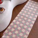 Taooba-Checkerboard Plaid Soft Tufted Carpet Bedside Long Fluffy Thick Tuftting Room Entry  DoorMat Anti-slip Rug Entrance Floor Mat