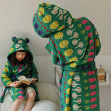 Taooba-Cute Vegetable Patter Cotton Robe Towel Soft Kids Ear Hoodies Bathrobe Long Sleeve Kimono Sleepwear Coat Bath Blanket  Towels