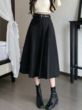 Taooba High Waist Pleated Long Skirt Women New Arrival 2023 Autumn Korean Style Solid Color Ladies Elegant A-line Skirts W1361