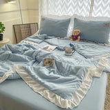 Ins Princess Style Pure Water Washed Cotton Summer Quilt Sheet Two Person Summer Cool Quilt Set Of Four Pieces Quilt Air