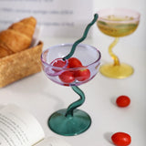 Taooba-Round Bowl Goblet Dessert Glass Mug S-shaped Cup Stem Ice Cream Bowl Cup Milkshake Dessert Cup Colored Borosilicate  Glass