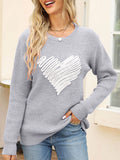 Taooba-Women's Love Heart Pullover Sweater Long Sleeve Crewneck Sweater Oversized Knit Sweater Valentine's Day 2024