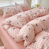 Taooba Checkerboard Bedding Set No Comforter Quilt Duvet Cover Pillowcase Flat Sheet Single Queen Size Polyester Bedclothes