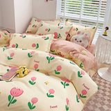 Cute Floral Bedding Set No Filler Boys Girls Fashion Duvet Cover Pillowcase Flat Sheet Twin Full Queen Size Home Decor Bedspread