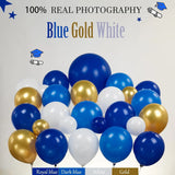 Taooba Color Palette 127pcs Royal Blue Gold Graduation Balloon Wreath Arch Set with Graduation Hat 2024 Graduation Ball Birthday Party Decoration