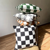 Taooba-Ins Checkerboard Square Pillow Printing Black and White Plaid Pillowcase Cushion Bed Pillow Living Room Sofa Pillow