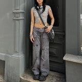 Taooba-Streetwear Low Waist Distressed Baggy Jeans Y2K Harajuku Gothic Tie Dye Denim Trousers Straight Leg Long Pants Bottom