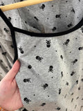 Taooba Skull Print Gray Vest Pants 2 Pieces Set Pajama Woman Sleeveless Slim Tank Top High Waist Straight Long Pant Cotton Vintage Sets