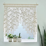 Taooba-Hand-made Macrame Leaf Patter Curtain Tapestry Bohemia Hanging Window Door Tassel Curtain Wall HangingTapestry Room Decoration