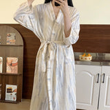 Taooba Christmas Gift Tie Dye Robe for Women with Belt Summer Sleepwear Nightdress Japanese Pocket Night Wears One Piece Korean Reviews Many Pajama