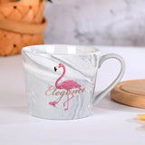 Taooba-1pc Flamingo Marble Print Coffee Mug Ceramic Coffee Cups Water Tea Cups Summer Winter Drinkware Wedding Birthday Gifts