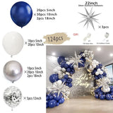 Taooba Color Palette Silver White Sequin Disco Balloon Garland Arch Kit 4D Silver Starburst Foil Balloons for Birthday Party Decorations Supplie