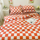 Taooba Checkerboard Bedding Set No Comforter Quilt Duvet Cover Pillowcase Flat Sheet Single Queen Size Polyester Bedclothes