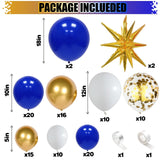 Taooba Color Palette 107PCS Royal Blue and Gold Balloon Arched Garland Set Suitable for Anniversary, Wedding, New Year, and Birthday Party Decoration