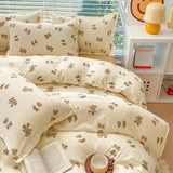 Cute Bear Duvet Cover Set Flat Sheet Pillowcase No Filler Single Double Queen Size Ins Kids Adult Bedding Kit