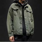 Taooba Men's Denim Jacket Autumn Male Jean Coats Black Cargo Big Size Menswear Korea High Quality Trendy Large Fast Delvery Outwear Y2k