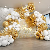 Taooba Color Palette Silver White Sequin Disco Balloon Garland Arch Kit 4D Silver Starburst Foil Balloons for Birthday Party Decorations Supplie