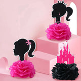 6pcs Pink Princess Honeycomb Center Decorations 3D Table Flower Balls Girls Crown Baby Shower Birthday Wedding Party Supplies