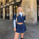 Taooba European and American Style 2024 Spring and Summer New Women's Clothing Design Sense Versatile Short Denim Shirt Short Skirt Set