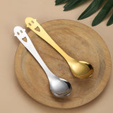 Taooba-Stainless Steel Coffee Scoop Hollow Heart Ice Cream Spoon Smile Face Design Wedding Souvenir Spoon Gifts for Kids Kitchen tool