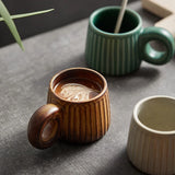 Taooba-250ml Nordic Handmade Cup Ring Handle Ceramic Mugs Retro Rough Pottery Coffee Cup Water Tea Cup Pull Flower Latte Breakfast Cups