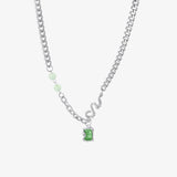 Taooba Square Diamond Jade Green Pendant Necklace