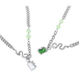 Taooba Square Diamond Jade Green Pendant Necklace