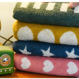 Taooba-Retro Pure Cotton Towel Wave Point Star Geometric Soft Face Towel Absorbent  Floor Towel Soft Skin-Friendly Bath Towel