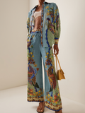 Taooba- Graphic Printed Two Piece Phoenix Top and Pants Set