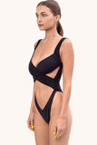 Taooba Christmas Gift outfit -Sexy Low Back High Leg Wrap Front Cutout One Piece Swimsuit