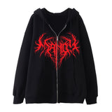 Taooba Christmas Gift outfit  Oversized Hoodie Women Streetwear Gothic Style Zipper Cardigan Long Sleeve Winter Hoodie Fashion Harajuku Tops Women Sweatshirt