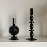 Taooba Black Candle Holder Home Decor Candlesticks Living Room Modern Decoration Glass Vase Bookshelf Decor Candle Stick Holder