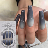 Taooba Christmas Gift outfit  New Gradient Style Matte Full Coverage Long Ballet False Nail Tips  2023 Trend Nail Art French Manicure Tools  24Pcs