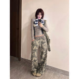 Taooba party outfit  American Style Retro Street Camouflage Overalls Women's Hip-hop Fried Street Wide-leg Casual Pants High Street Ins Tide Y2K 90s