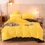 Taooba-Double Side Pineapple Grid Pattern Flannel Bedding Set Super Warm Winter Plush Duvet Cover Flat Sheet Pillowcase King Queen Size