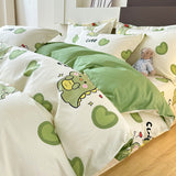 Taooba Christmas Gift Ins Cream Bedding Set,Cute Cartoon Kids Adult Duvet Cover No Filler,Pillowcase,Full Queen Size Boys Girls Comforter Cover