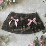 Taooba party outfit  Camouflage Skirt Bow Decoration Harajuku Emo Girl Casual Y2K Bottoms Sexy Urban Beauty Retro Aesthetic Grunge Punk Women's Skirt