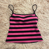 Taooba party outfit  Stripe print suspenders casual emo girl keai fashion Y2K crop tops chic street retro rock aesthetic grunge punk sexys women tops