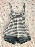 Taooba party outfit  Stripe pattern suspenders emo girl want an aesthetic sexy Y2K crop top grunge punk fashion casual harajuku chic hop women's tops