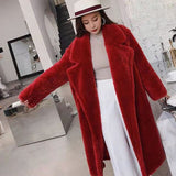 Taooba Christmas Gift outfit  Women Winter Faux Fur Warm Long Coat Female Thick Teddy Bear Coat Casual Loose Oversize Outwears Purple Yellow