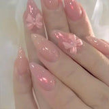 Taooba Christmas nail 24Pcs Almond False Nails Cute Strawberries with French Design Simple White Wearable Fake Nails Decoration Press on Nail Tips Art