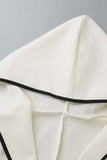 Taooba - White Fashion Casual Solid Patchwork Hooded Collar Outerwear