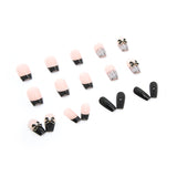 Taooba fine hood black men Autumn and Winter Dark Wear Nail Pearl Bow Elegant Sweet Cool Girl Nail Beauty Piece White Nails