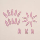 Taooba pink panther costume Long Ballet Pink Diamond Crystal Butterfly Nail Drill Wear Nail Polish Piece Fairy Girl Fake Nail Nails