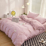 Taooba Small Checkered Bedding Duvet Cover Set