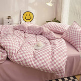 Taooba Small Checkered Bedding Duvet Cover Set