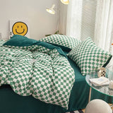 Taooba Small Checkered Bedding Duvet Cover Set